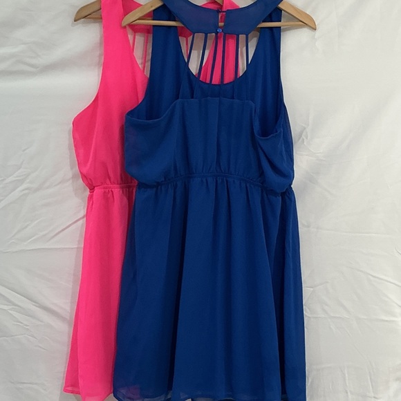 (2) No Boundaries Hot Pink & Blue Sleeveless Maxi Dresses - Picture 5 of 7